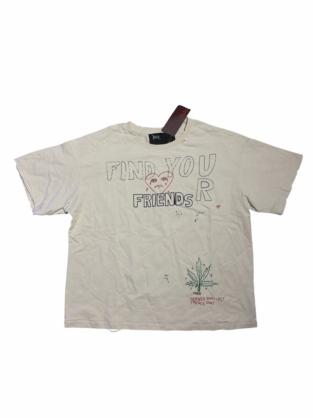 Paly “Find Your Friends” Graphic T-Shirt Men’s XL Oversized Streetwear Joshua Tr